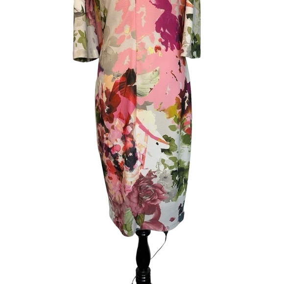 Jax black label size 10 pink purple 
Floral-Print Cold-Shoulder Sheath Dress - Picture 8 of 14
